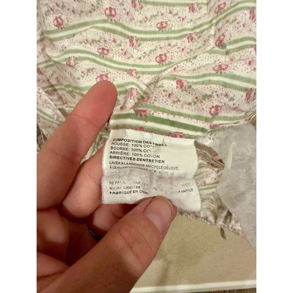 VTG Quilted Patchwork‎ Pillowcase Sham Pink Floral Rose Cottagecore Romantic